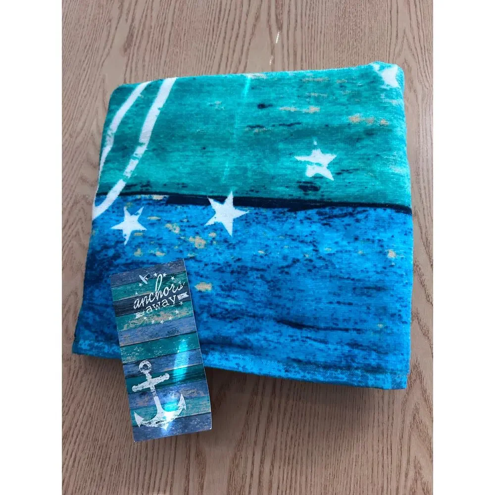 New Tropix Life's a Beach Tropical Anchor Print Beach Bath Towel Cotton 30